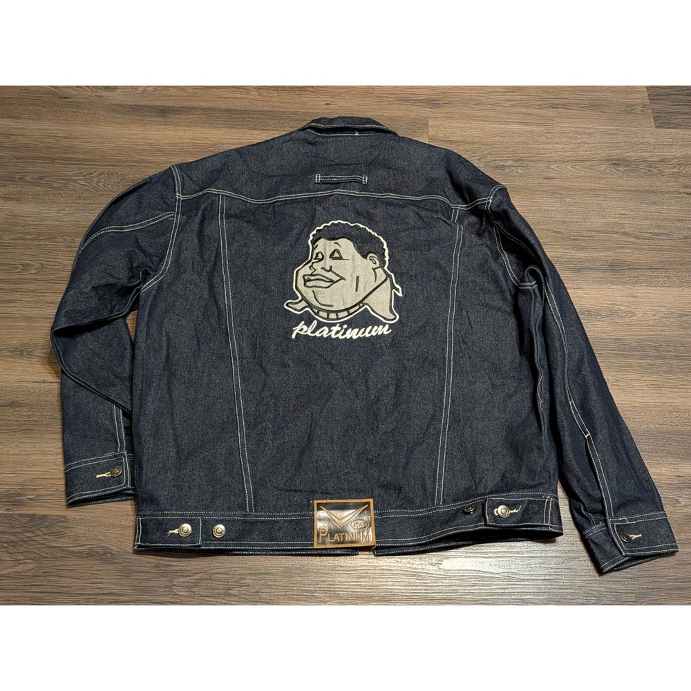 Vintage Platinum FUBU Fat Albert Denim Jacket Dark Wash Blue Mens Size L USA